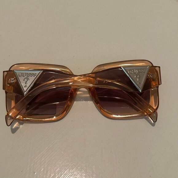 Guess Chunky Square Brown Transparent Frame Sunglasses Gradient Lenses Y2K Style main image 11